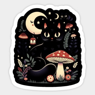 Cute Cottagecore Aesthetic Cat Mushroom Women Kids Sticker